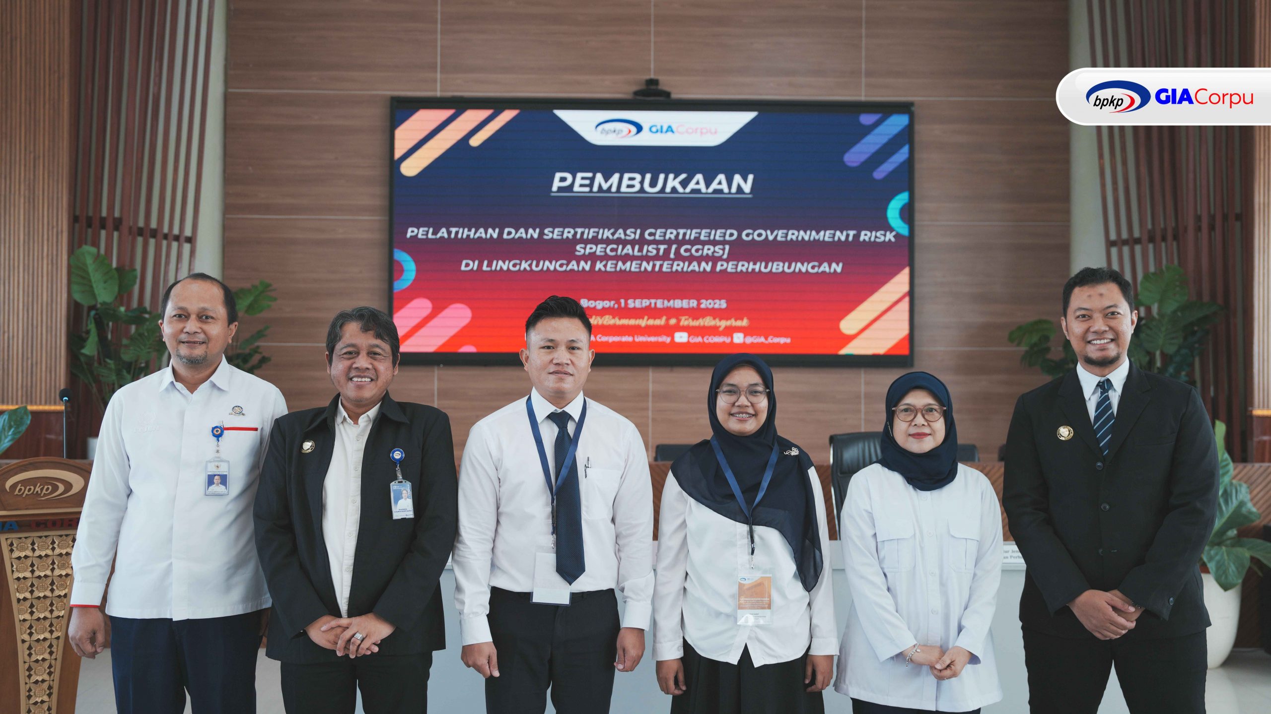 Sekretaris Inspektorat Jenderal Kementerian Perhubungan bersama Pusdiklatwas BPKP resmi membuka Pelatihan & Sertifikasi Certified Government Risk Specialist (CGRS)